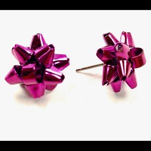 Kate spade bourgeois gift bow stud earrings pink fuschia
